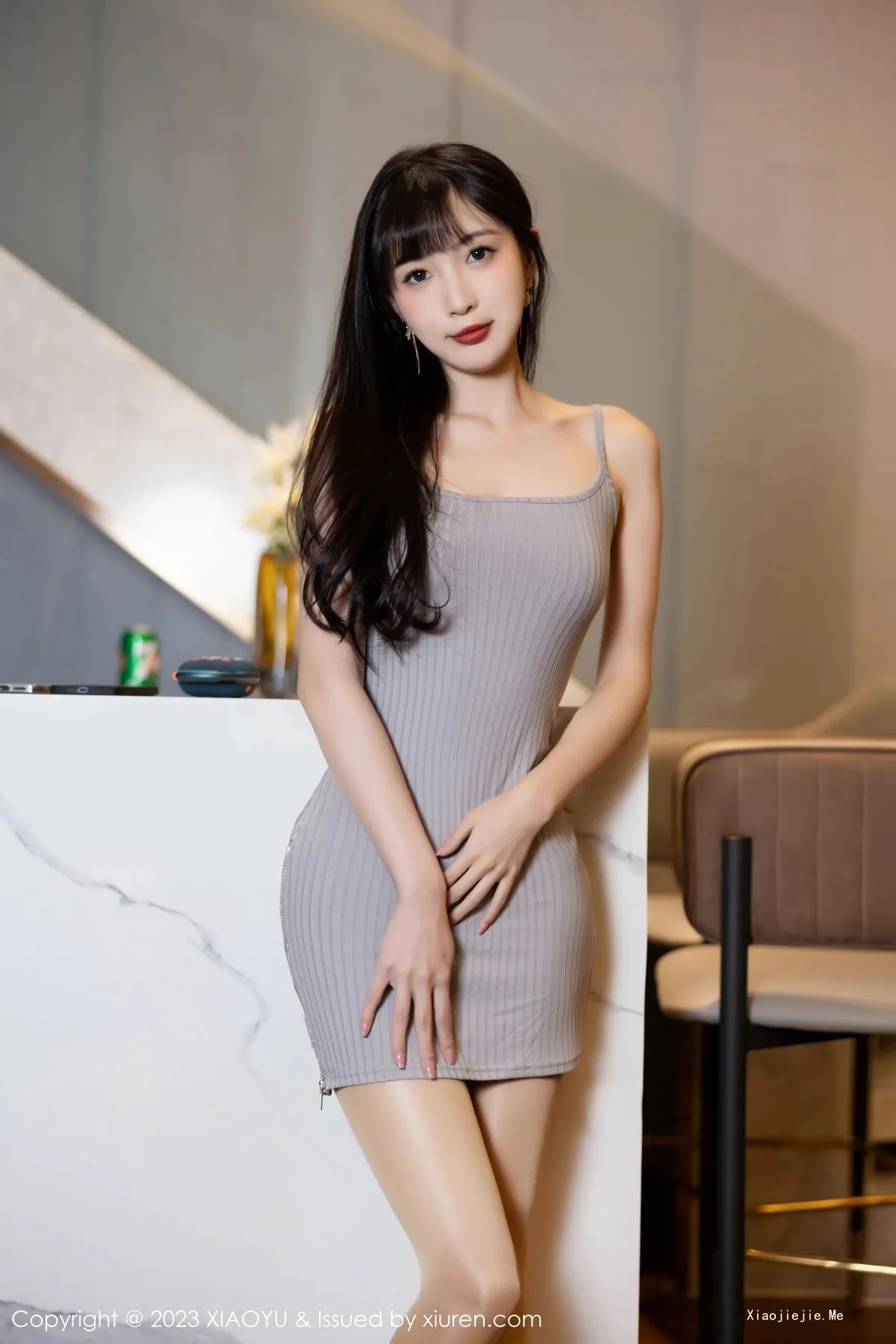 [XiaoYu画语界]Vol.986_模特林星阑性感灰色吊带裙配超薄无内肉丝秀曼妙身姿诱惑写真83P-blog.zhu.ee