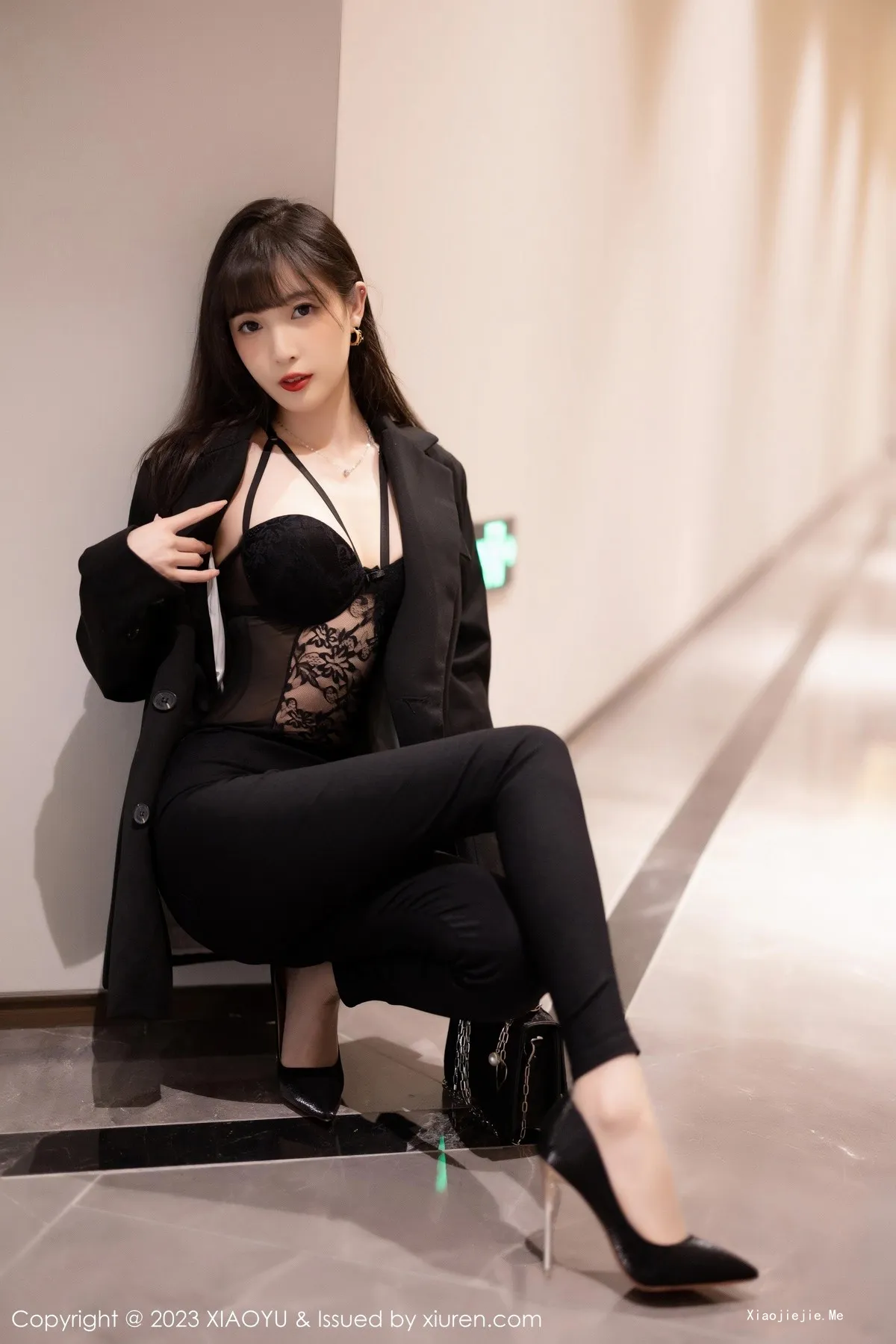图片[6]-[XiaoYu画语界]Vol.981_模特林星阑性感黑色连体蕾丝内衣配原色丝袜秀曼妙身姿诱惑写真87P-blog.zhu.ee