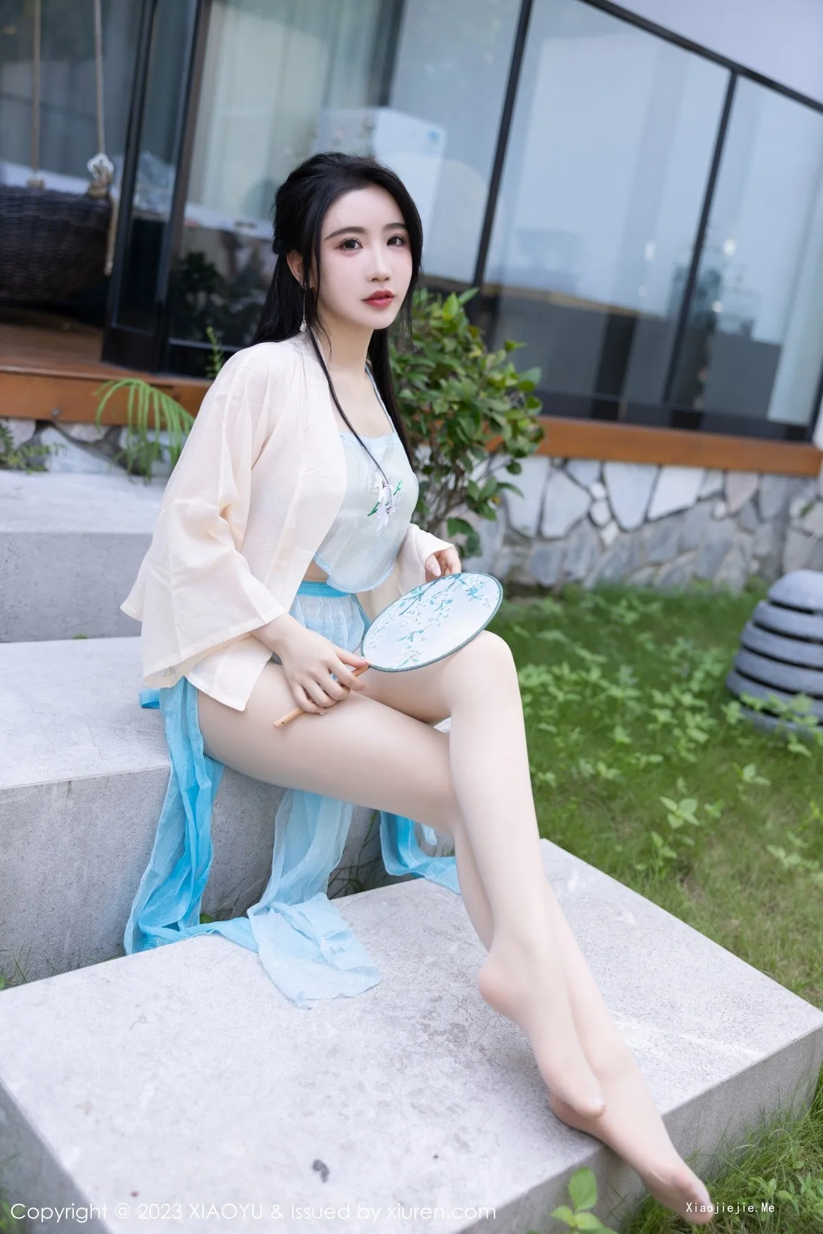 图片[4]-[XiaoYu画语界]Vol.1057_女神Cherry樱桃酱淡蓝古装服饰配超薄肉丝秀惹火身材诱惑写真81P-blog.zhu.ee