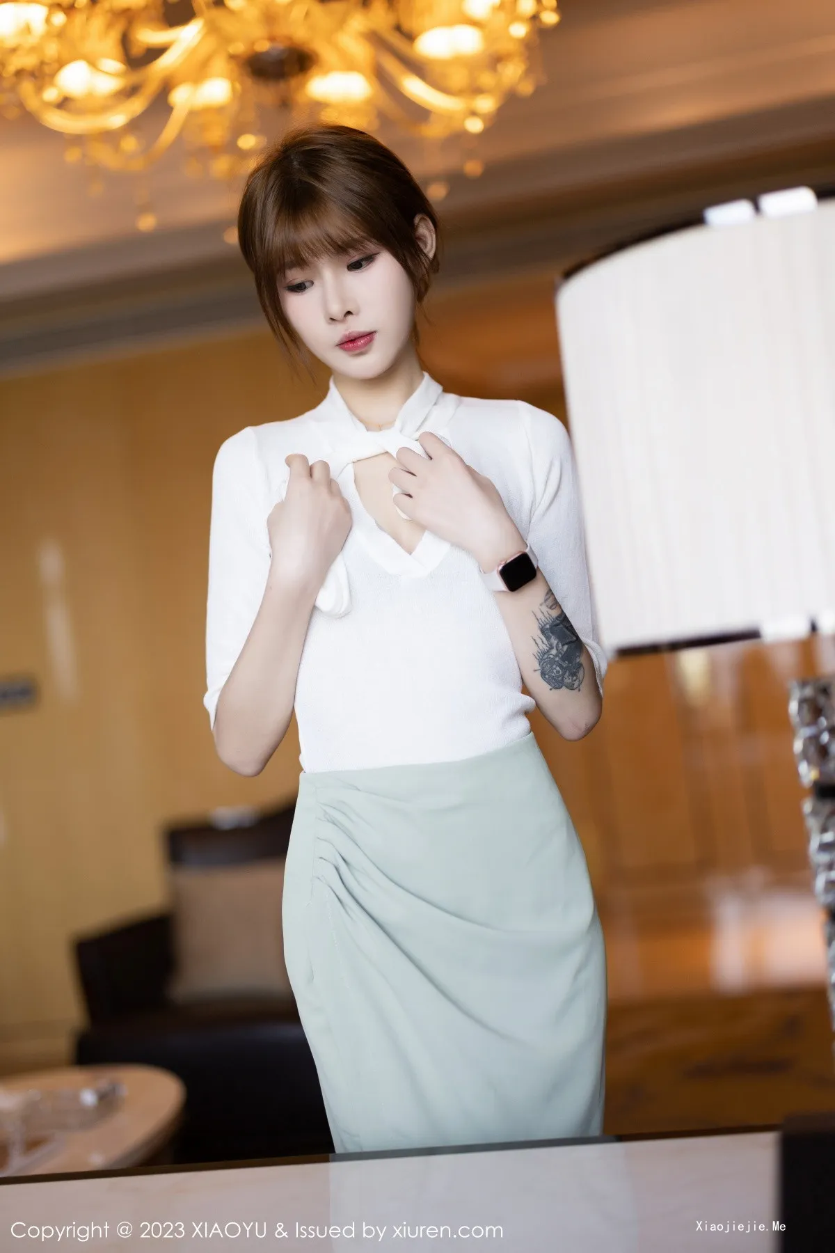 图片[18]-[XiaoYu画语界]Vol.939_模特77qiqi白色上衣配蓝短裙半脱露浅色内衣配原色丝袜诱惑写真90P-blog.zhu.ee
