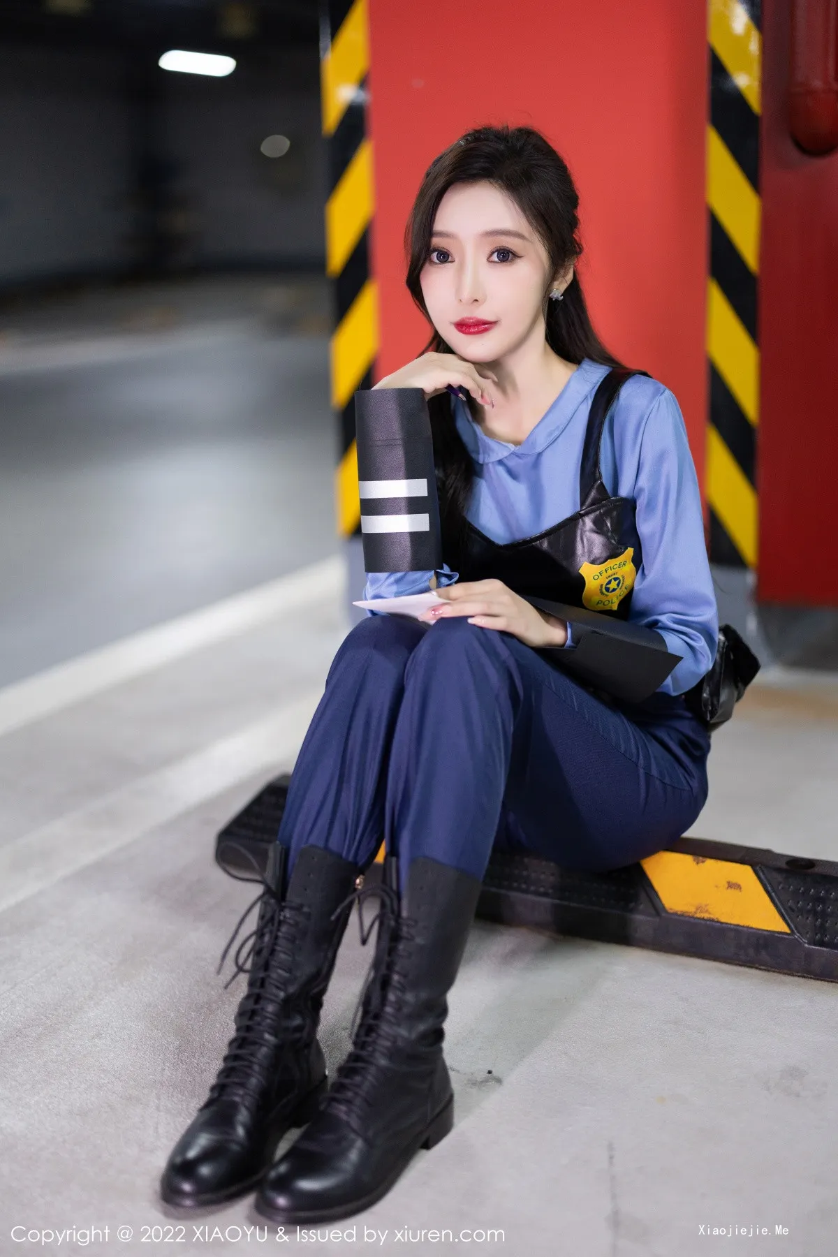 图片[6]-[XiaoYu画语界]Vol.929_女神王馨瑶yanni脱蓝色女警官制服露黑色蕾丝内衣完美诱惑写真80P-blog.zhu.ee