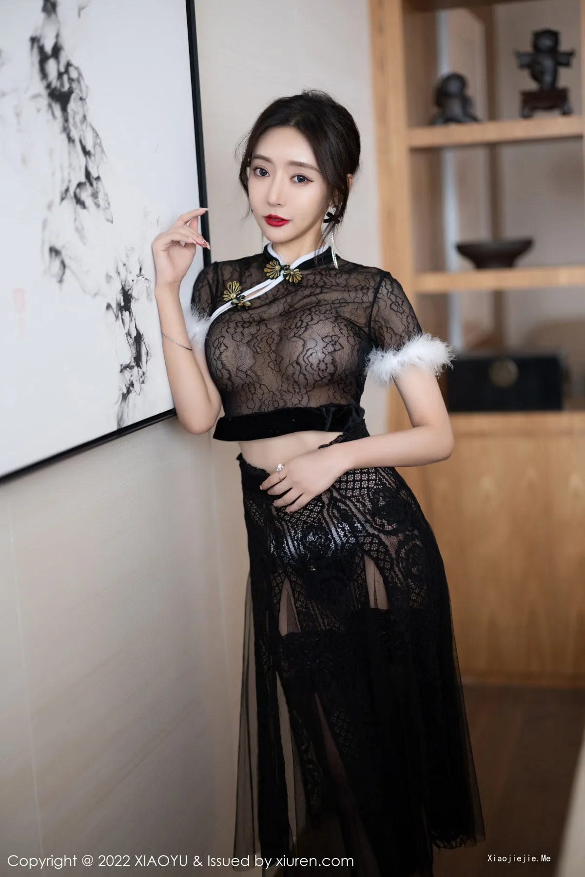 [XiaoYu画语界]Vol.926_女神王馨瑶yanni性感黑色薄纱情趣旗袍配蕾丝袜惹火诱惑写真80P-blog.zhu.ee