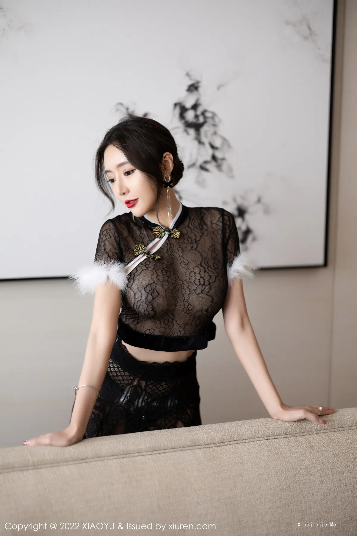 图片[6]-[XiaoYu画语界]Vol.926_女神王馨瑶yanni性感黑色薄纱情趣旗袍配蕾丝袜惹火诱惑写真80P-blog.zhu.ee
