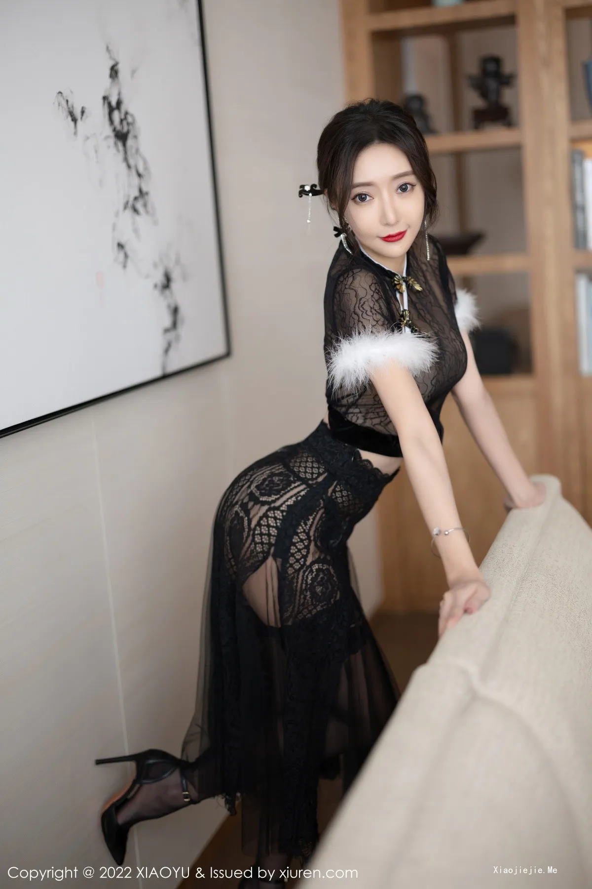 图片[8]-[XiaoYu画语界]Vol.926_女神王馨瑶yanni性感黑色薄纱情趣旗袍配蕾丝袜惹火诱惑写真80P-blog.zhu.ee