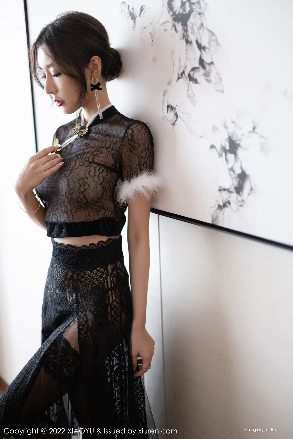 图片[18]-[XiaoYu画语界]Vol.926_女神王馨瑶yanni性感黑色薄纱情趣旗袍配蕾丝袜惹火诱惑写真80P-blog.zhu.ee