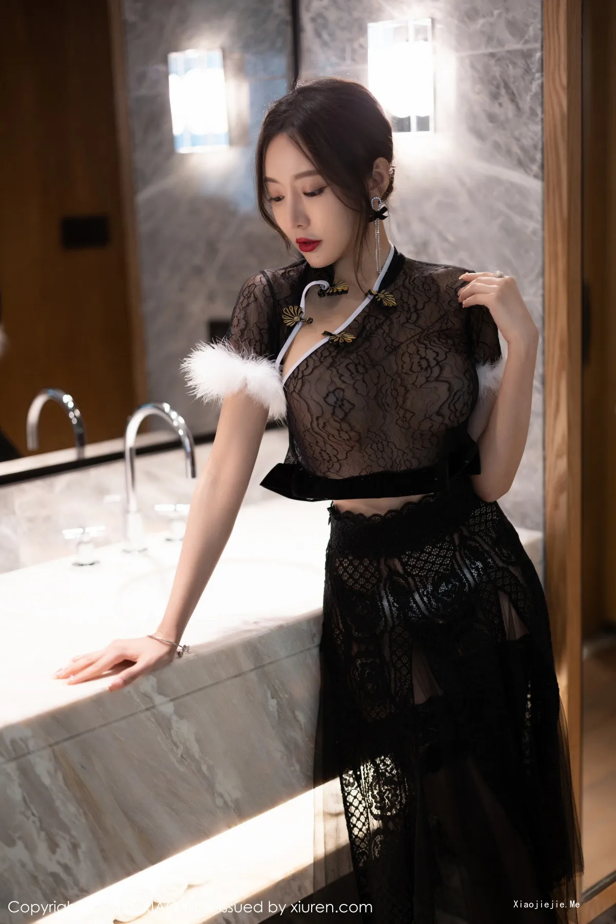 图片[28]-[XiaoYu画语界]Vol.926_女神王馨瑶yanni性感黑色薄纱情趣旗袍配蕾丝袜惹火诱惑写真80P-blog.zhu.ee